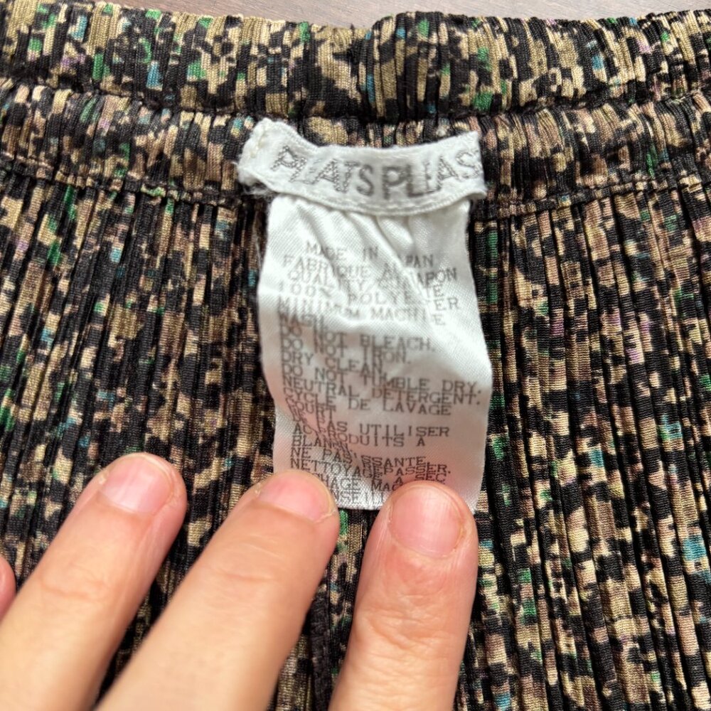 Issey Miyake Pleats Please Pants Basics Brown Camouflage Print Size 3